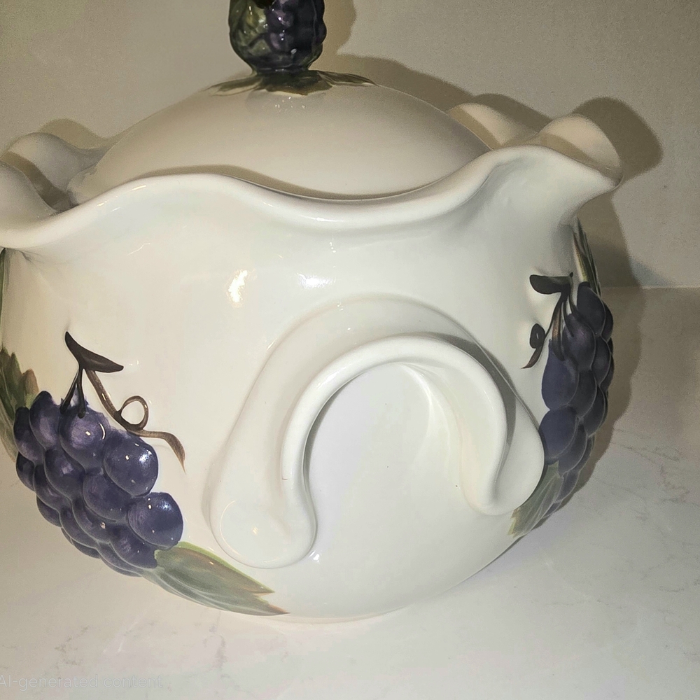 Home Interiors Ceramic Casserole Dish with Fruit Design - Picture 2 of 5